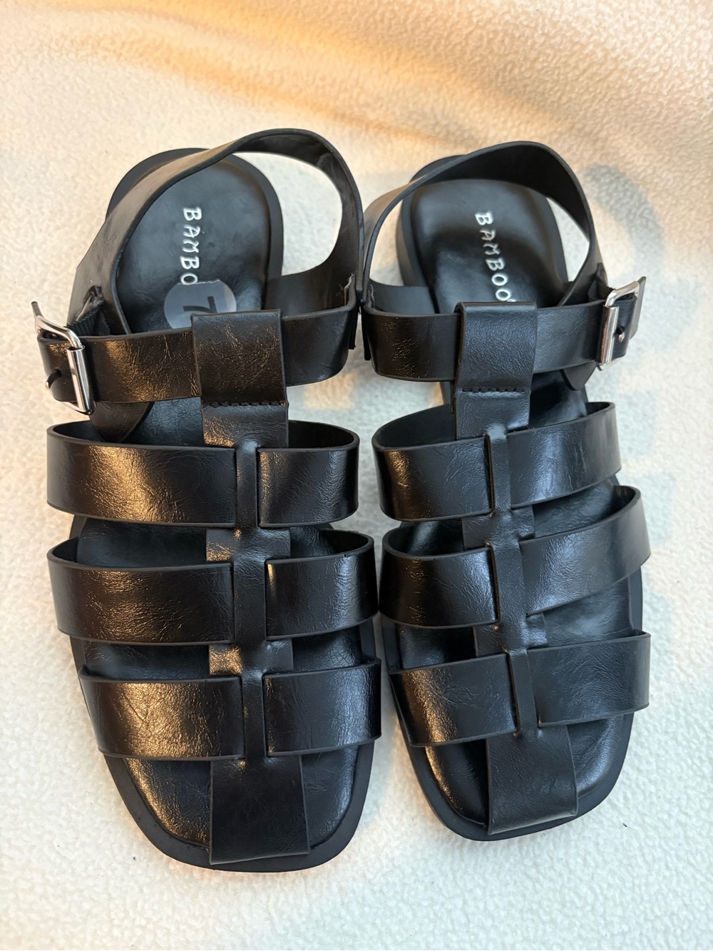 BAMBOO Black Multi-Strap Gladiator Sandals
